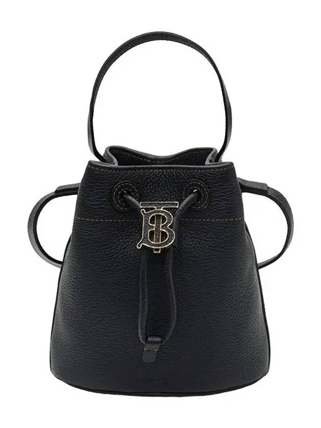 Burberry Mini Grainy Leather TB Bucket Bag Black