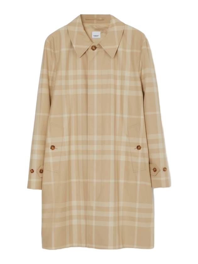 Burberry Check Pattern Trench Coat Beige