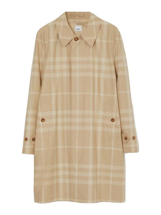 Burberry Check Pattern Trench Coat Beige