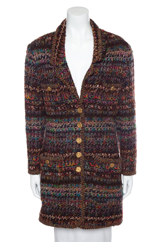 Chanel Vintage 1993 Rare Autumn Burgundy & Multi Jacket SZ 42