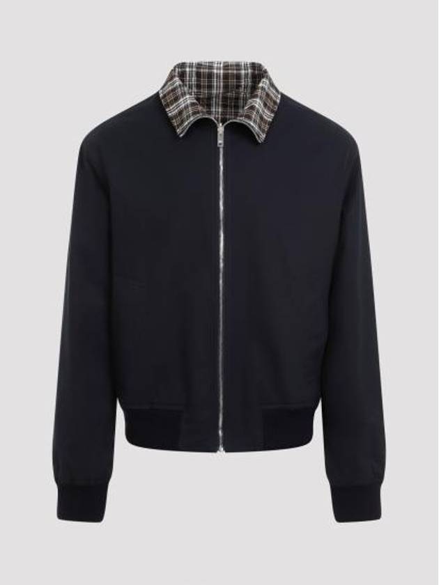 Bottega Veneta Checked Reversible Cotton Jacket Brown Navy