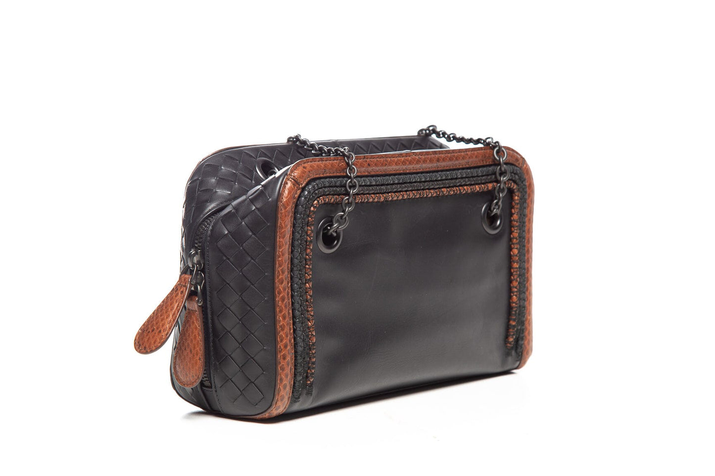 Bottega Veneta Black & Brown Leather Handbag