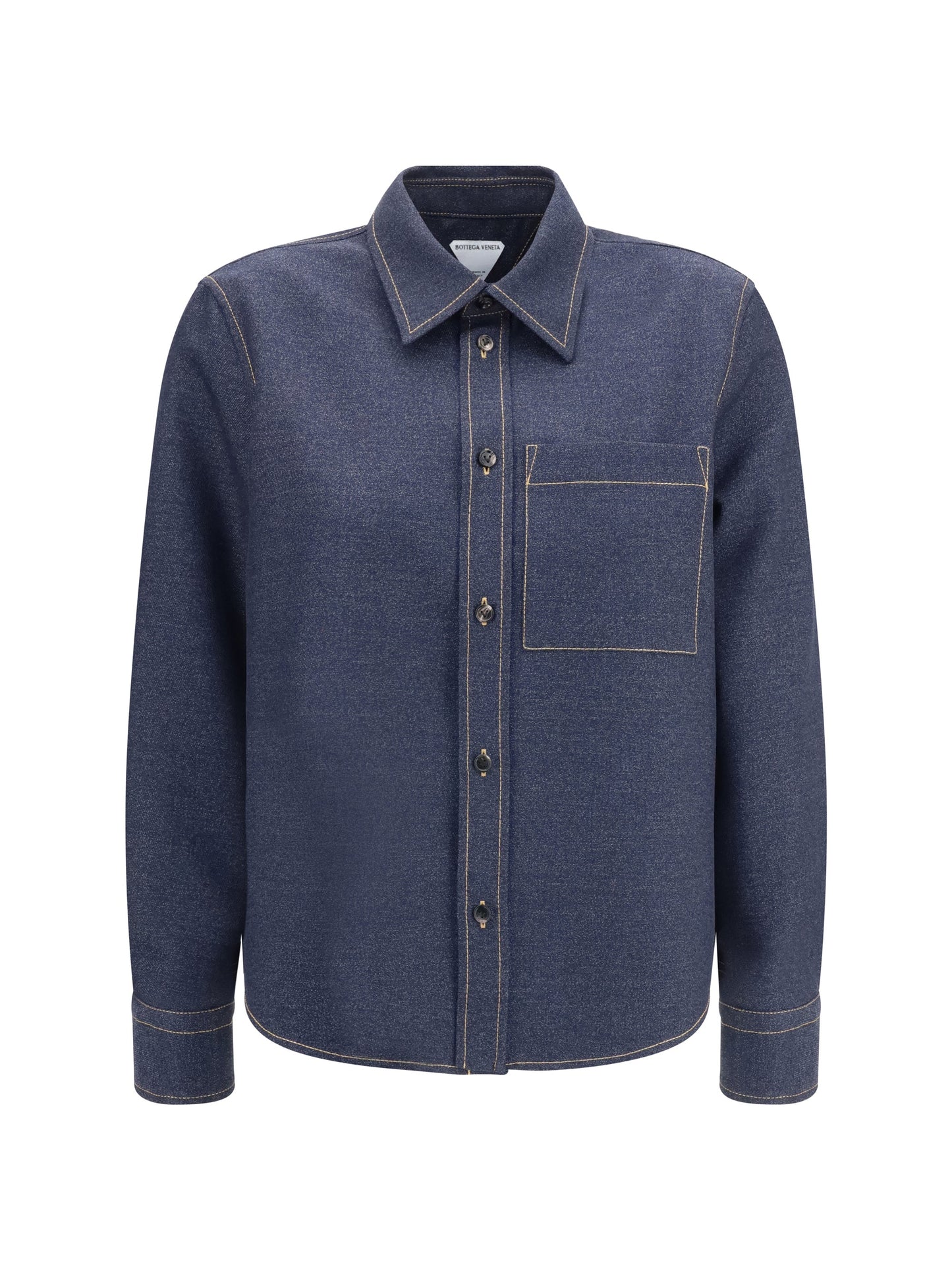 Bottega Veneta Women Denim-Effect Mélange Wool Shirt