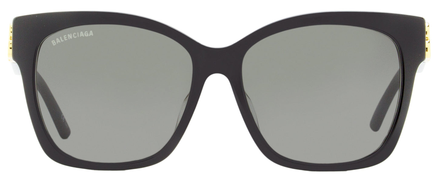 Balenciaga Women's Square Sunglasses BB0102SA 001 Black/Gold 57mm