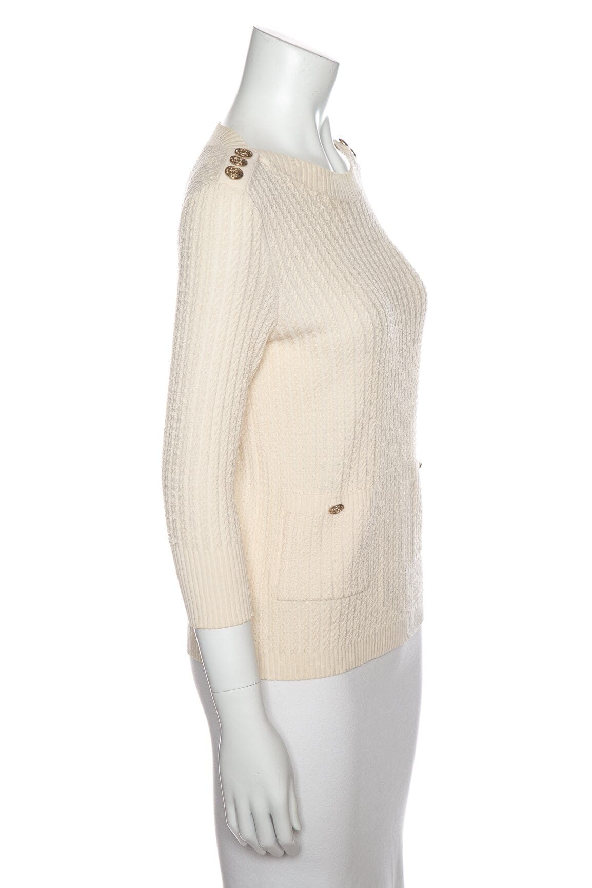 Chanel Cream Cable Knit Sweater SZ 38