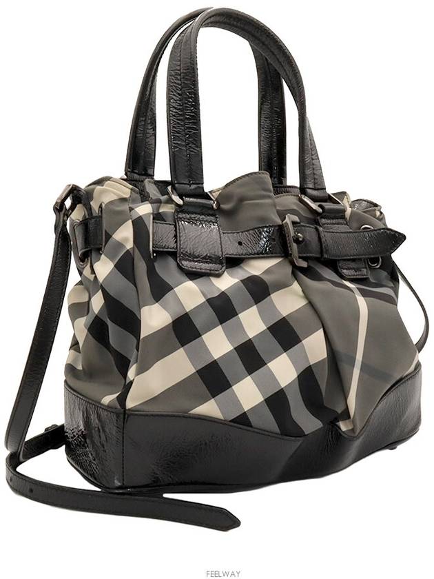 Burberry Beat Check Black Patent Trimming Belt 2WAY