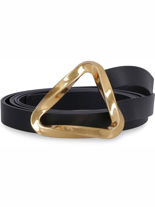 Bottega Veneta Triangle Buckle Grasp Leather Belt Black