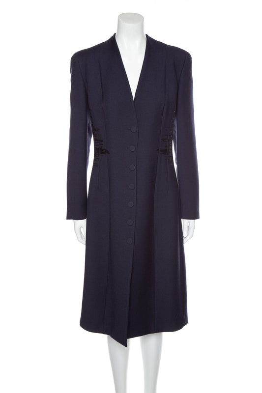 Bottega Veneta Navy Button Down Coat SZ 46