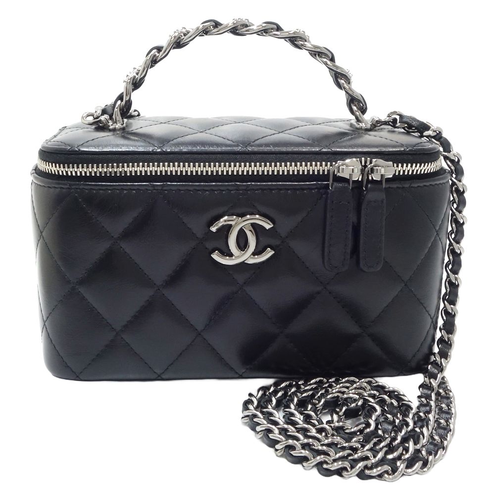 Chanel Lambskin Vanity Matelasse Top Handle Bag