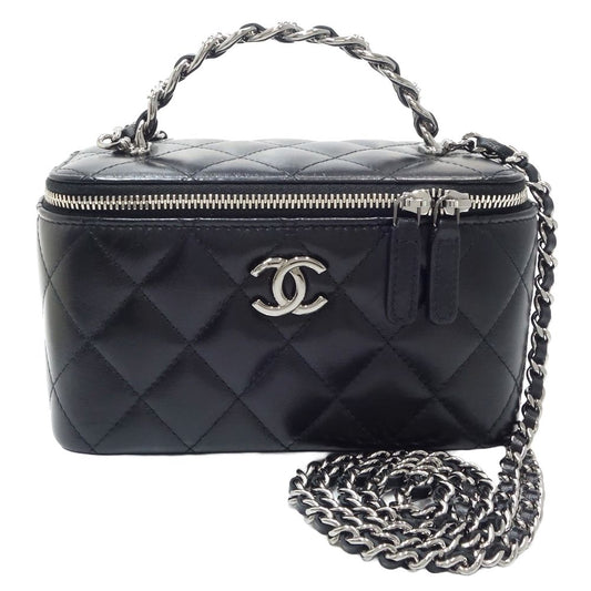 Chanel Lambskin Vanity Matelasse Top Handle Bag
