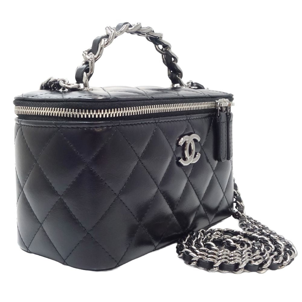 Chanel Lambskin Vanity Matelasse Top Handle Bag