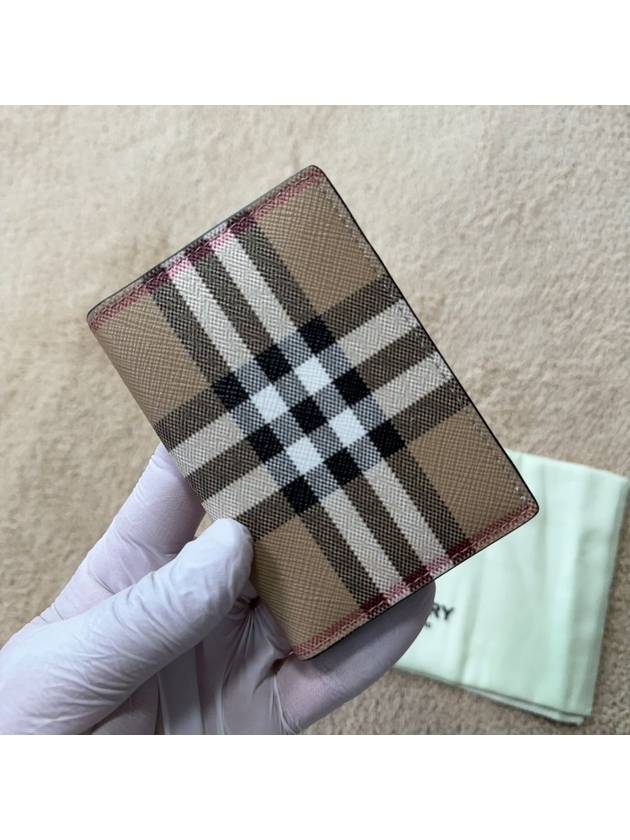 Burberry Vintage Check Pattern Non-Fold Leather Card Wallet Archive Beige