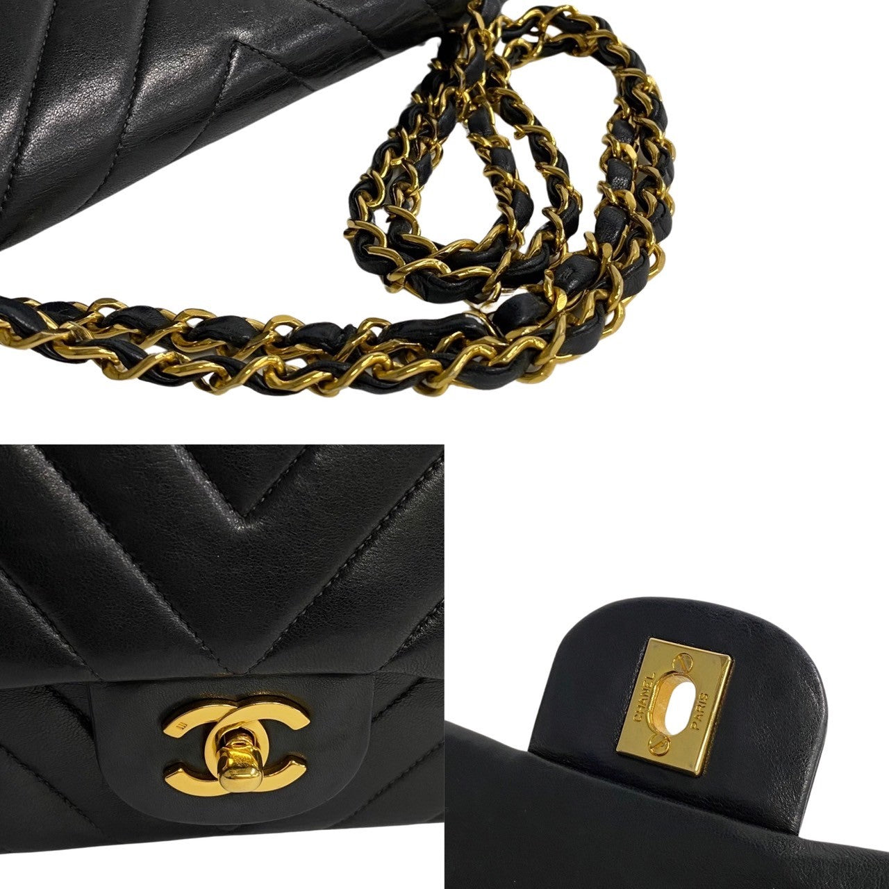 Chanel Chevron Classic Double Flap Bag Leather Crossbody Bag in New Condition