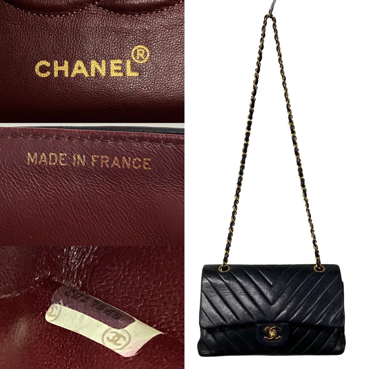 Chanel Chevron Classic Double Flap Bag Leather Crossbody Bag in New Condition