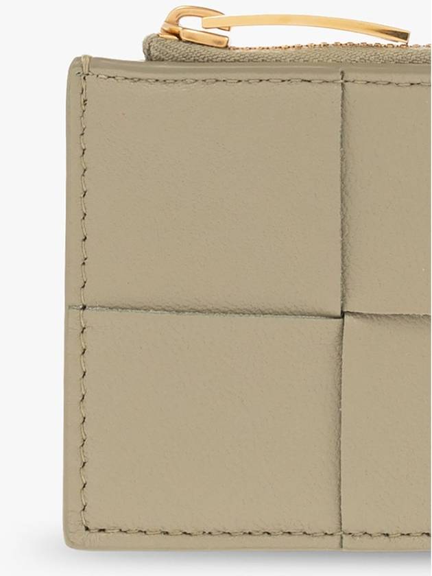 Bottega Veneta Intrecciato Zipper Card Wallet Travertine