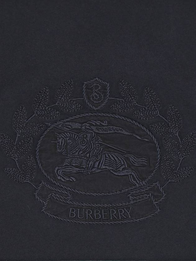 Burberry Embroidered Logo Cotton Short Sleeve T-Shirt Black