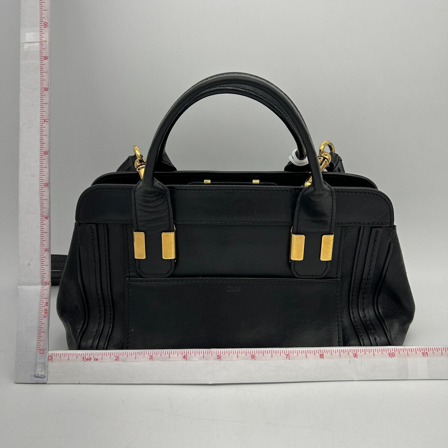 CHLOE Calfskin Goatskin Medium Alice Satchel Black LA6971