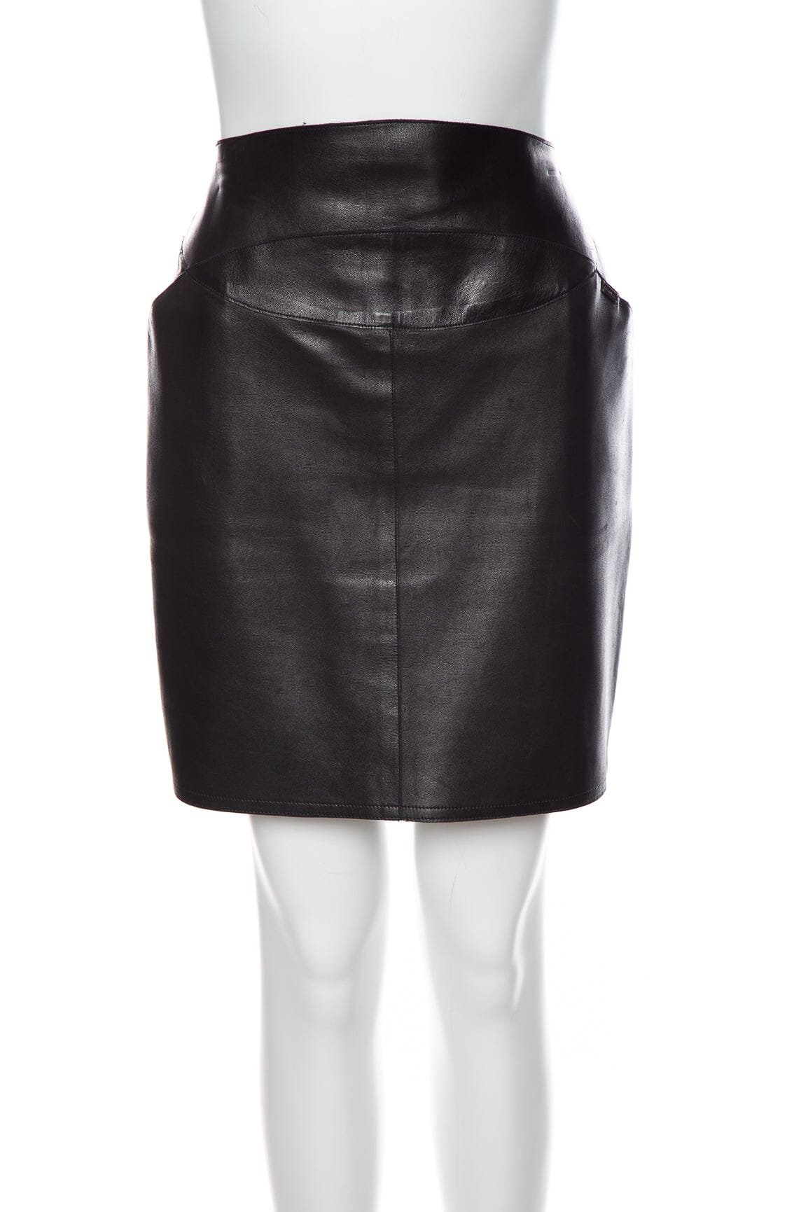Chanel Black Leather Skirt SZ 42