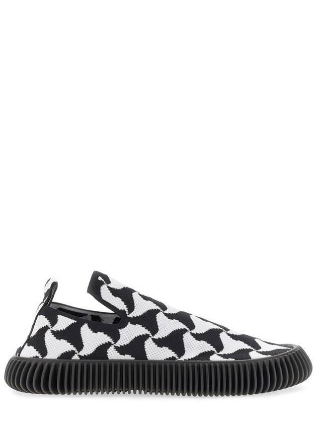 Bottega Veneta Ripple Triangle Pattern Slip-Ons Black White