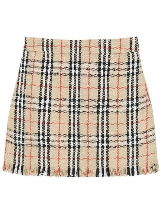 Burberry Women's Vintage Check Boucle Mini A-Line Skirt Archive Beige