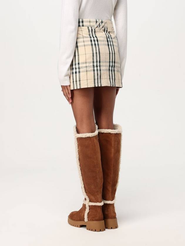 Burberry Check Denim Mini H-Line Skirt Grain