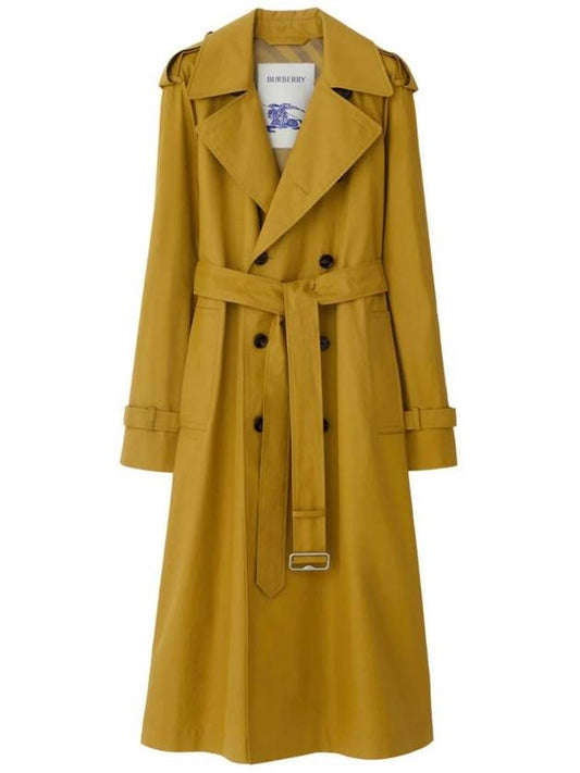 Burberry Gabardine Long Trench Coat Yellow