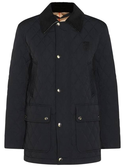 Burberry Barn Corduroy Collar Quilted Jacket Black
