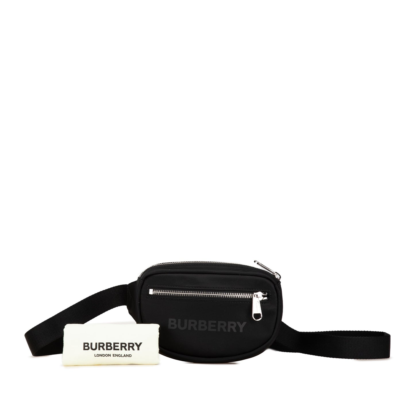 Black Burberry Nylon Belt Bag