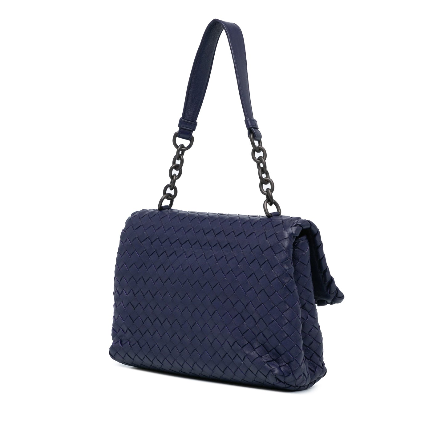 Blue Bottega Veneta Small Intrecciato Olimpia Shoulder Bag