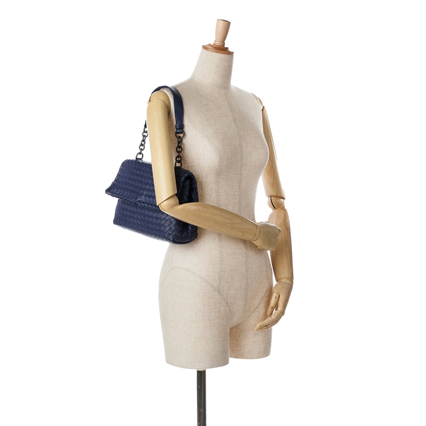 Blue Bottega Veneta Small Intrecciato Olimpia Shoulder Bag