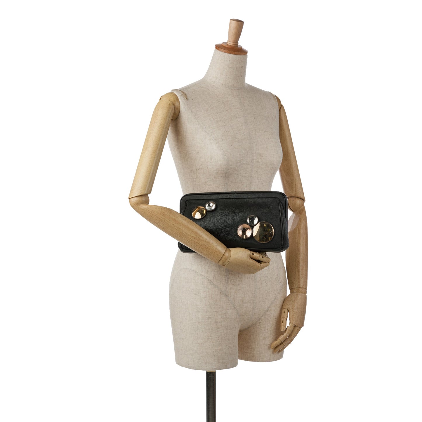 Black Bottega Veneta Mirror Lens Clutch Bag