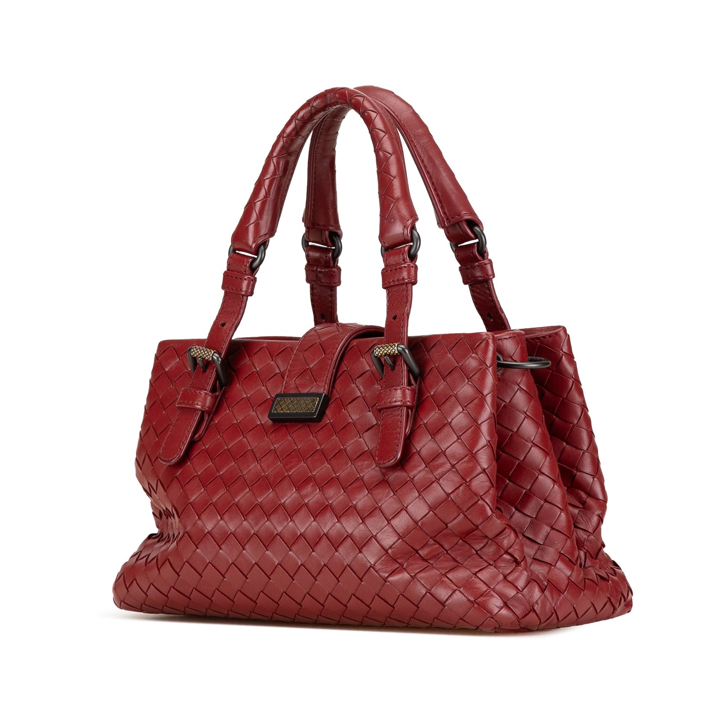 Red Bottega Veneta Mini Nappa Intrecciato Roma Satchel