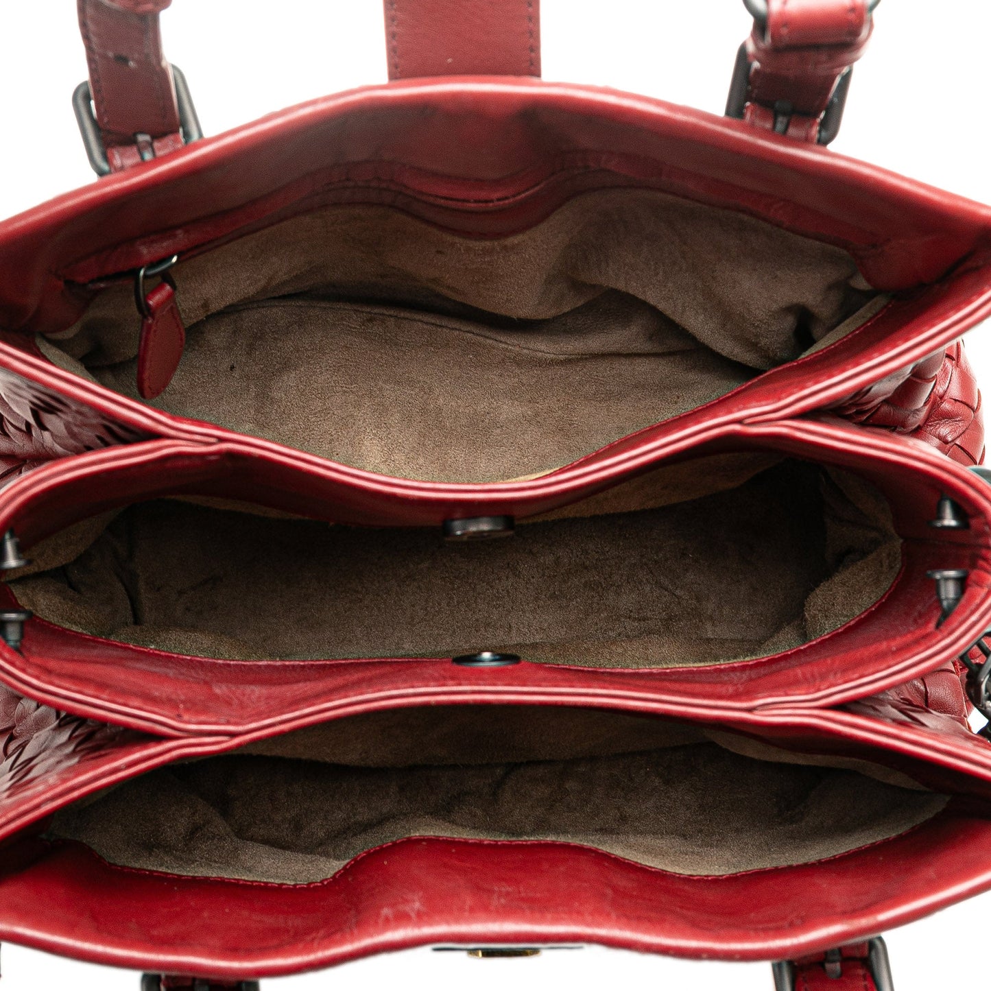 Red Bottega Veneta Mini Nappa Intrecciato Roma Satchel