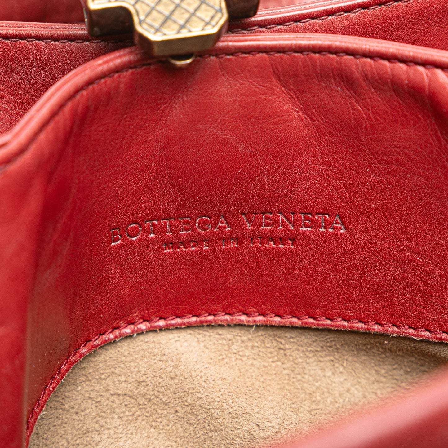 Red Bottega Veneta Mini Nappa Intrecciato Roma Satchel