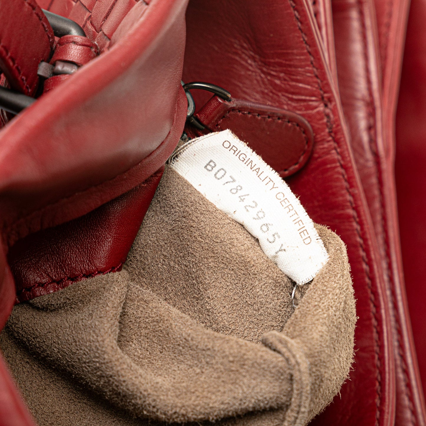 Red Bottega Veneta Mini Nappa Intrecciato Roma Satchel