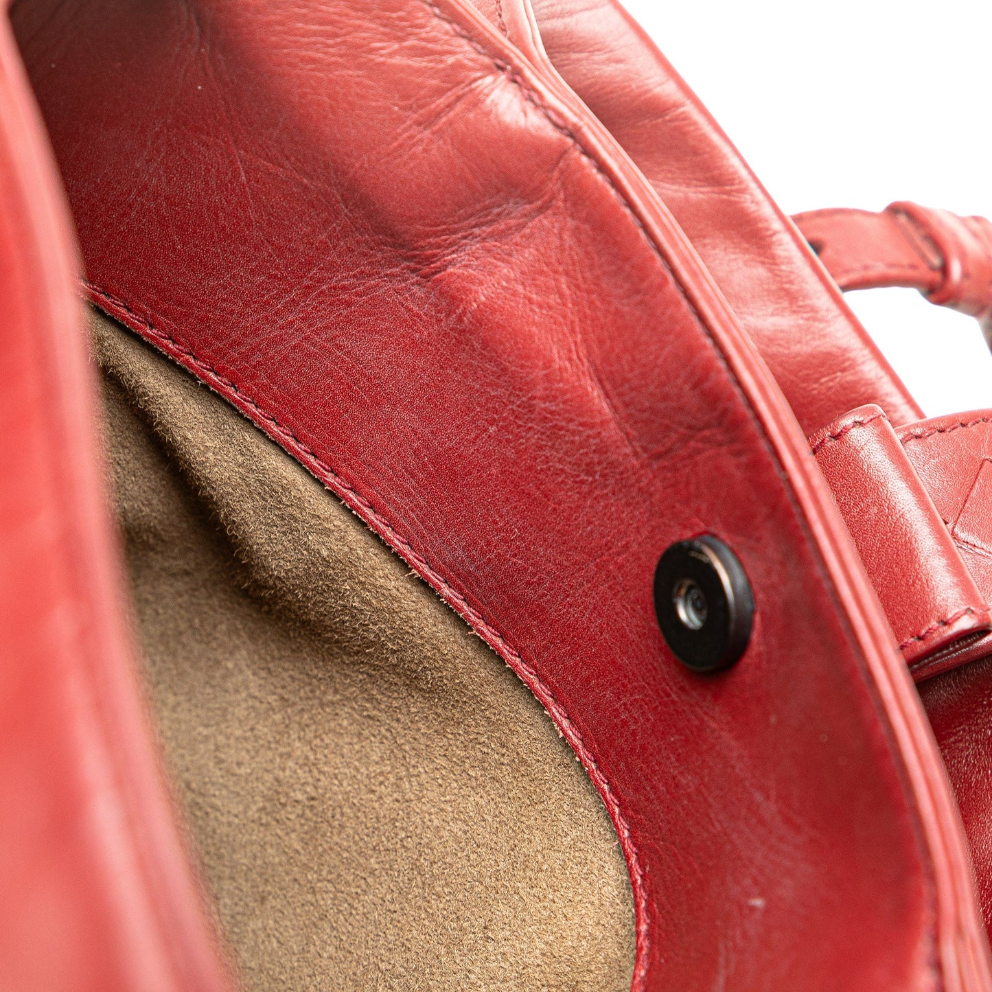 Red Bottega Veneta Mini Nappa Intrecciato Roma Satchel