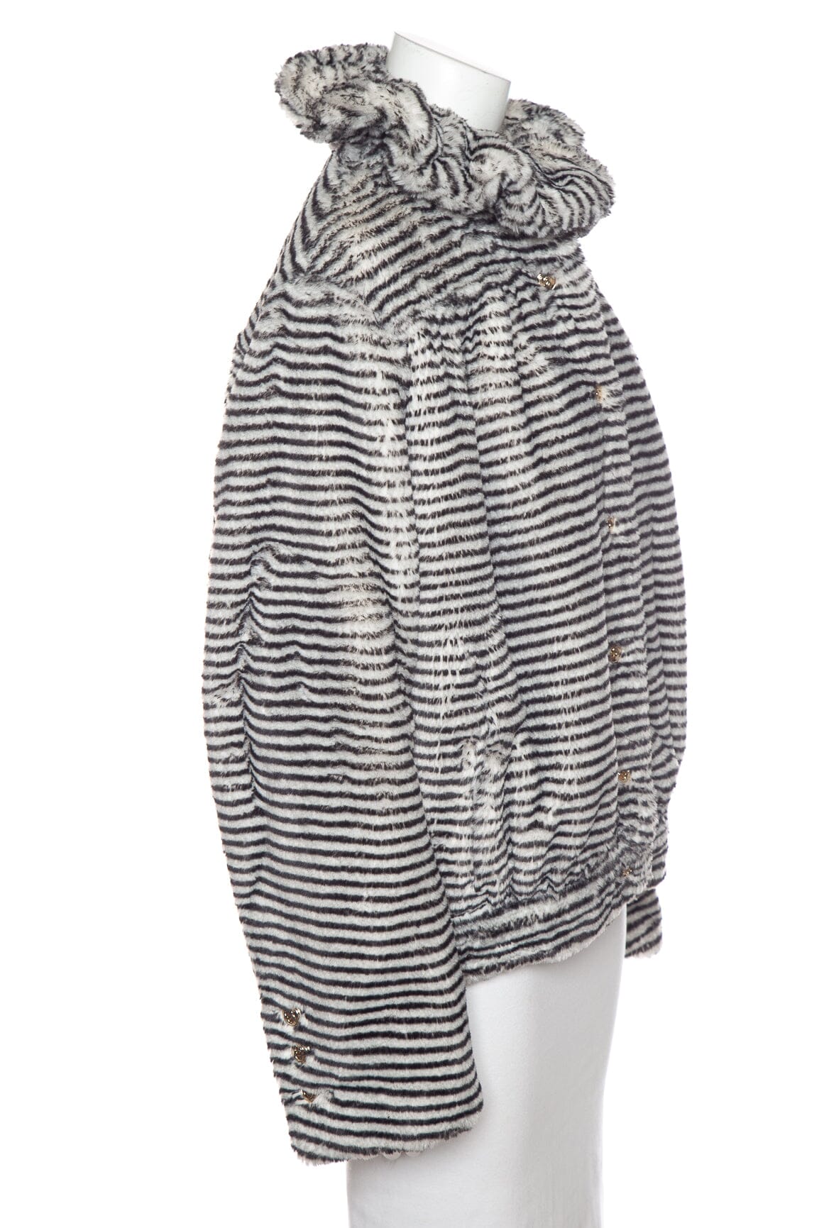 Chanel Black and White Tiger Print Faux Fur Jacket SZ 40