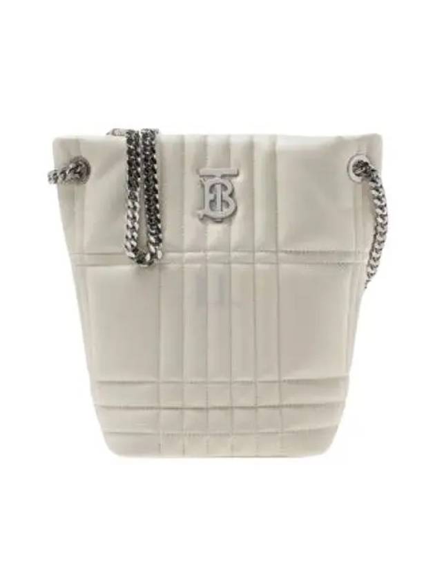 Burberry Lola Quilted Lambskin Small Bucket Bag White