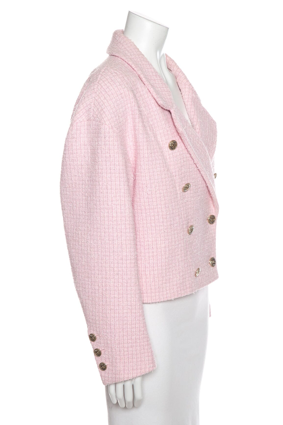 Chanel Vintage 2001 Spring Pale Pink Tweed Jacket SZ 40