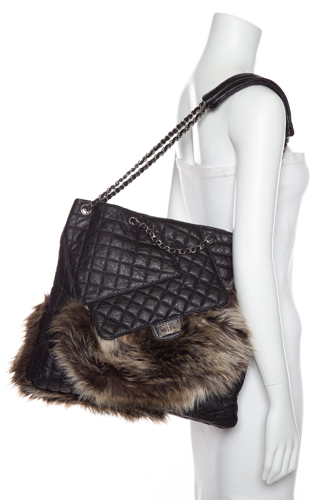 Chanel 2010 Fall/ Winter Karl's Black Cabas Fantasy Fur Tote