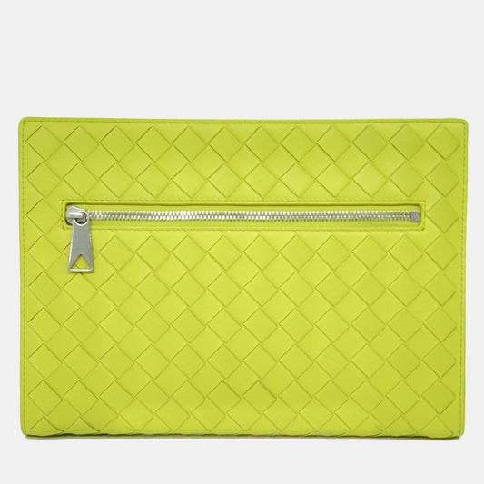 Bottega Veneta Green Intrecciato Leather Clutch