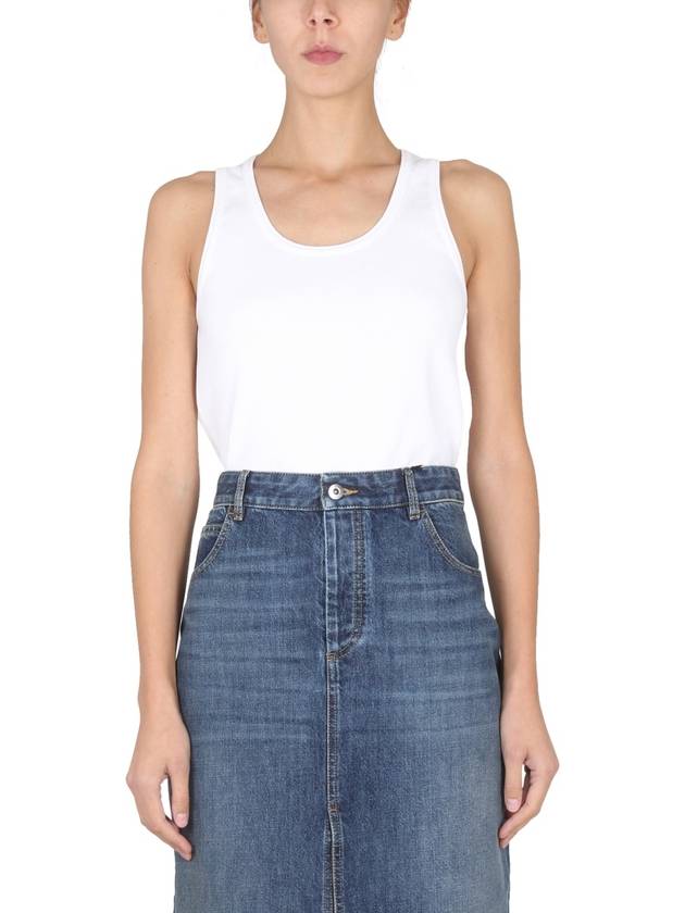 Bottega Veneta Slim Fit Stretch Cotton Sleeveless White
