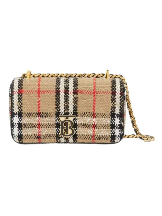 Burberry TB Logo Check Bouclé Mini Lola Cross Bag Beige