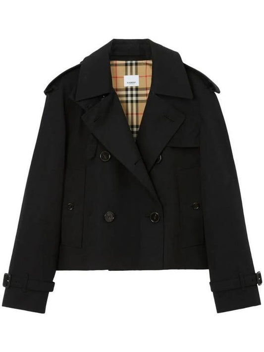 Burberry Double Breasted Crop Trench Coat Black