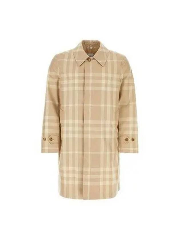 Burberry Check Pattern Trench Coat Beige