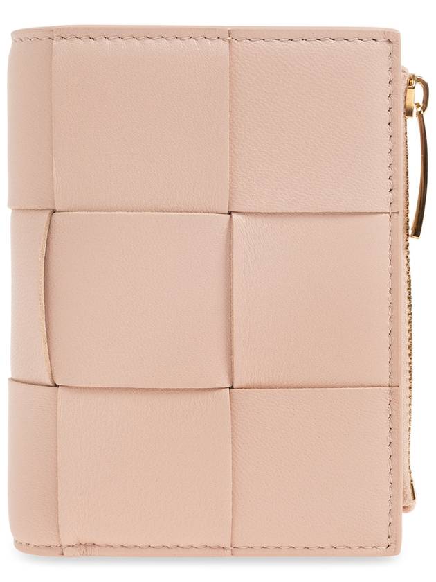 Bottega Veneta Cassette Zipper Bifold Half Wallet Light Pink