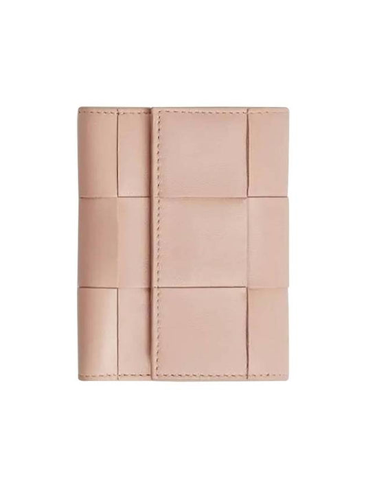 Bottega Veneta Cassette Tri-Fold Zipper Half Wallet Pink