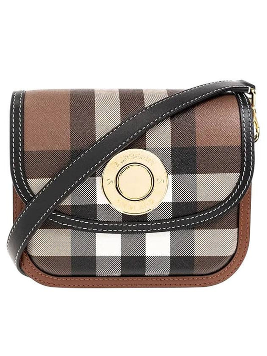 Burberry Elizabeth Check Leather Small Shoulder Bag Brown