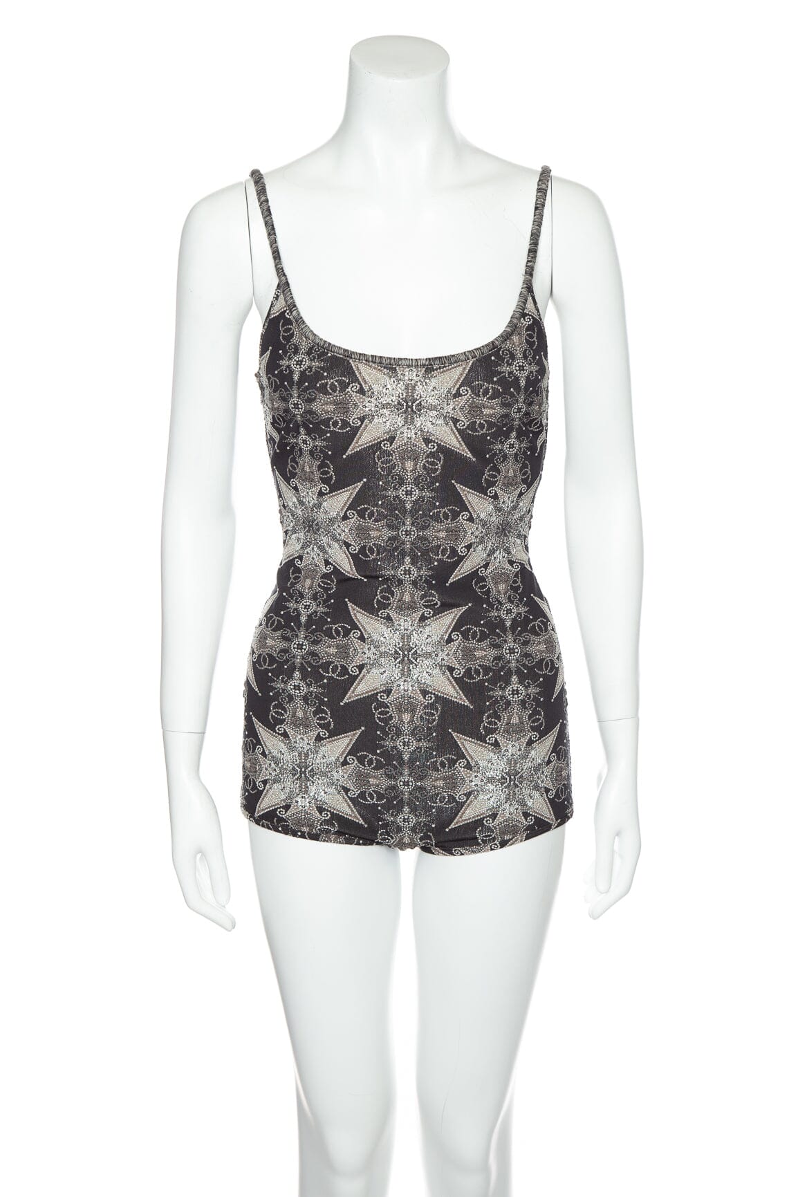 Chanel 2006 Spring Paris Black and Silver Embellished 2pc Set SZ 42/44