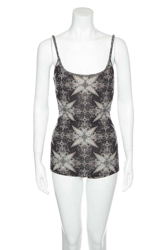 Chanel 2006 Spring Paris Black and Silver Embellished 2pc Set SZ 42/44